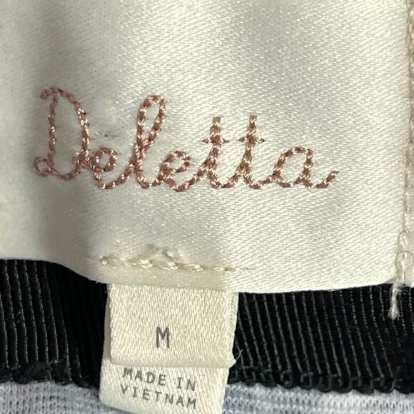 Anthro Deletta Black/White Peplum Pleated Top Sz M - Picture 4 of 6